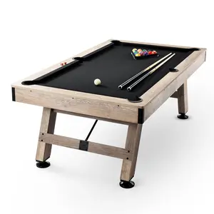 Summervibes VEVOR Billiards Table, 7 ft Pool Table, Adjust Legs Stable Billiards Table, Pool Table Set Includes Balls, Cues, Chalks and Brush, Wood Color with Black Cloth, Perfect for Family Game Room Kids Adults