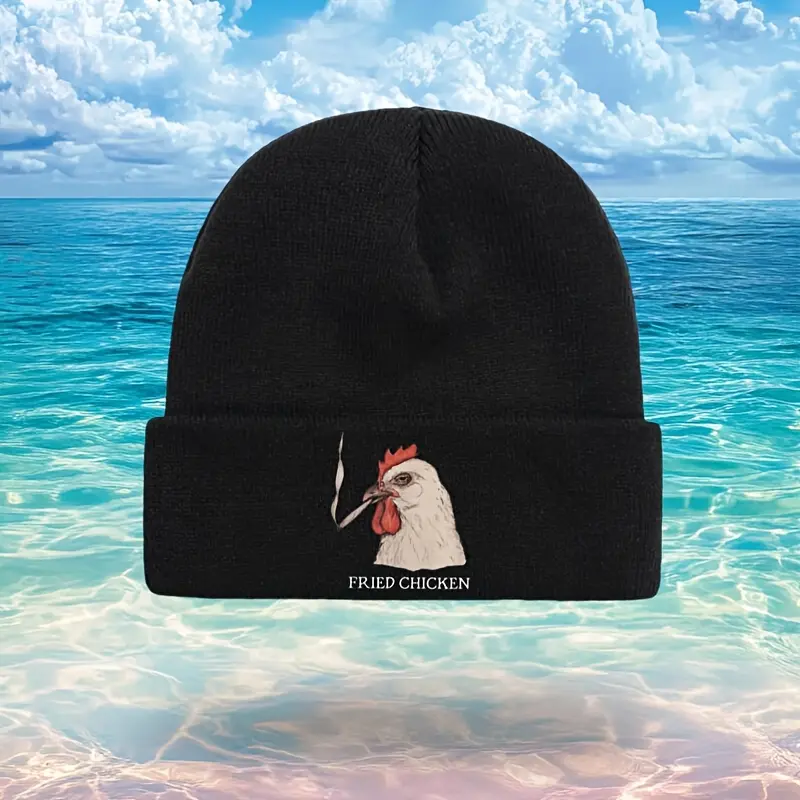 Unisex Fitted Acrylic Yarn Cuffed Knit Beanie - Hemp Leaf Print, Skin-Friendly, Stretchable, Breathable, Heat-Insulating, Lightweight, Free Size for Daily Casual Wear, Hand Wash Only, Dry In Shade