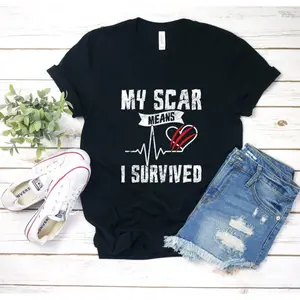 Funny Graphic Tee,Open Heart Surgery Shirt Warrior Disease Tee Attack Tshirt Survivor Defect Bypass Get Well Mom Dad Recovery Women Man Gifts CHD Awareness
