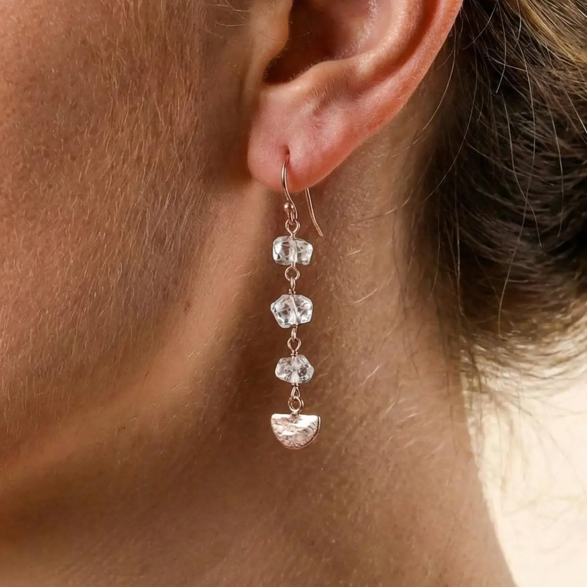 Sterling Silver Herkimer Diamond Long Dangle Earrings