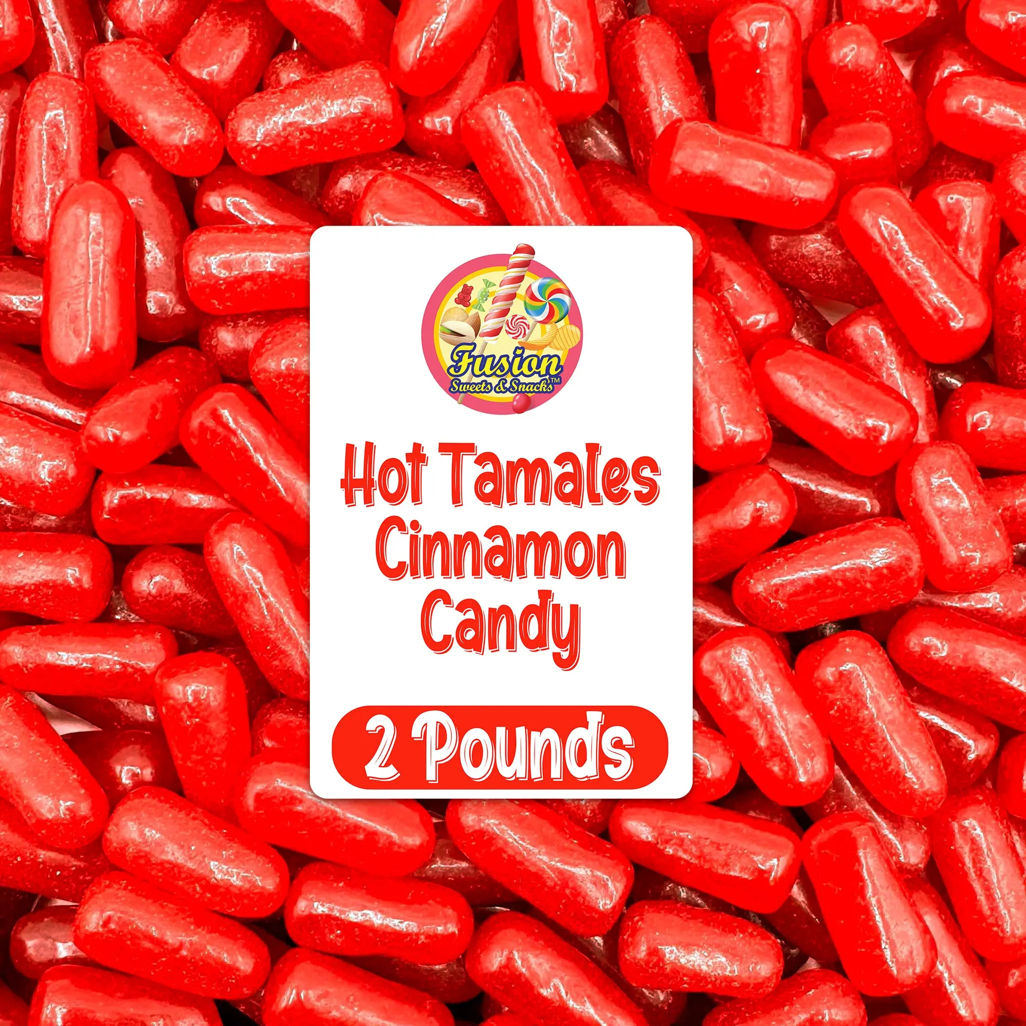 Hot Tamales Fierce Cinnamon Candy - 2 Pound Bulk Bag Spicy Hot Tamales, Chewy Cinnamon Candy, Gluten and Fat Free Red Candies, Snack, Sweet Bulk Candy