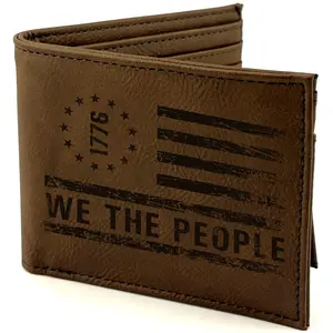 Craft & Clan Patriotic Wallet for Men - We The People 1776 Flag Design Vegan Leather Bifold Gift for Dad Husband or Veteran Birthday Present Premium Quality Spacious & Versatile Design