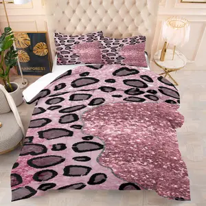 Sparkling Leopard Print Pattern Comforter Set, Including 1 Comforter And 1 Or 2 Pillowcases Without Pillowcases, Suitable As a Gift For Teenagers And Adults, Soft And Warm Bedroom Decoration