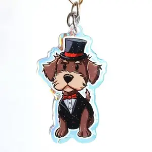 Dog Mom Gift: Holographic Terrier Keychain