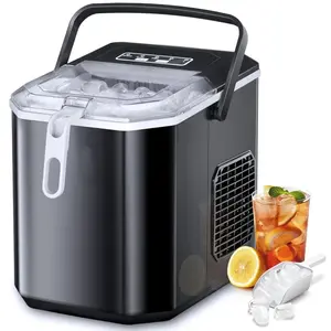 Portable Countertop Ice Maker Machine, 6 Mins/9 Pcs Bullet 26.5lbs/24Hrs with Self-Cleaning, Ice Scoop