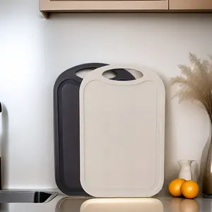 Kitchen Cutting Board Set, 2pcs Plastic Cutting Boards with Deep Juice Drip Slot, Easy Handle Design, Dishwasher Safe, Kitchen Chopping Board