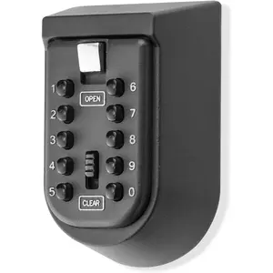 Key Safe Wall Mounted, 10-Digits Combination Key Lock External Box with Push Button Cover for Home Front Door Gate Elderly Carers