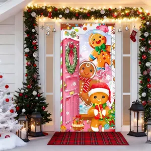 1pc Festive Christmas Door Curtain Gingerbread Theme Decoration for Home Entryway - Enhance Your Holiday Spirit with Vibrant Colors and Cheerful Patterns