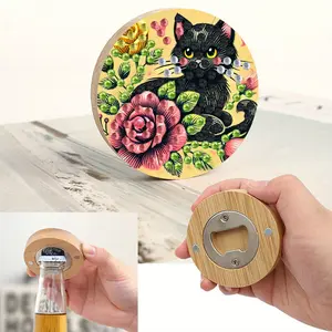 Wooden Magnetic Bottle Opener Bottle Opener & Diamond Painting Fridge Magnet Diamond Painting Refrigerator Magnet Bottle Opener Decorative Kitchen Tool DIY Craft Project for Fridge Decoration & Gifts