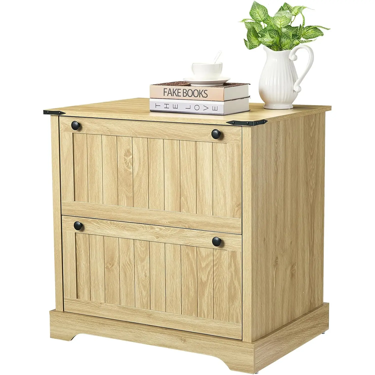 2 Drawer Filing Cabinets, Decorative Farmhouse File Cabinet with Letter / A4 / Legal Files, Printer Stand, Wood File Cabinets for Home Office, Living Room, Hallway