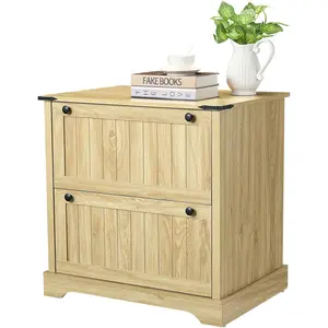 2 Drawer Filing Cabinets, Decorative Farmhouse File Cabinet with Letter / A4 / Legal Files, Printer Stand, Wood File Cabinets for Home Office, Living Room, Hallway