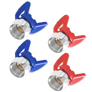 4 Pcs Airless Sprayer Nozzle Base, Airless Spray Gun Assembly Painting Nozzle Tool, Universal Replacement Parts Compatible with Airless Sprayer Paint, Spray Nozzle Tips (Includes 2 Red Nozzle Bases + 2 Blue Nozzle Bases)