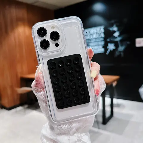 Clear Phone Case with Suction Cups, 1 Count Shockproof Cellphone Protective Cover, Phone Accessories Compatible with iPhone Series, Protector