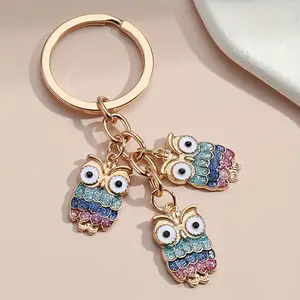 1/20pcs Cartoon Owl Keychain Cute Glitter Animal Key Ring Purse Bag Backpack Car Charm Women Lightweight Keychain