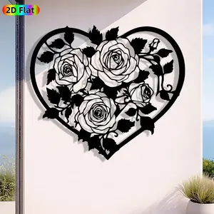 1pc Romantic Rose Heart Metal Wall Art, Romantic Rose Heart Statue Mural, Iron Craft, Perfect for Bedroom, Boudoir, Love Alcove Decor, Highquality Engraving, Intricate Craftsmanship, Valentine's Decor, Ideal Gift for Romantic Souls