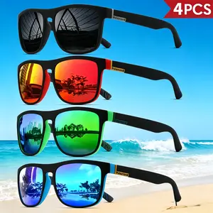 Unisex 4-Pack Classic Square Polarized Sports Sunglasses - UV400 Protection, Lightweight PC Frame, Men's Accessories, Gifts for Boyfriend, Polarized Glasses for Driving, Fishing