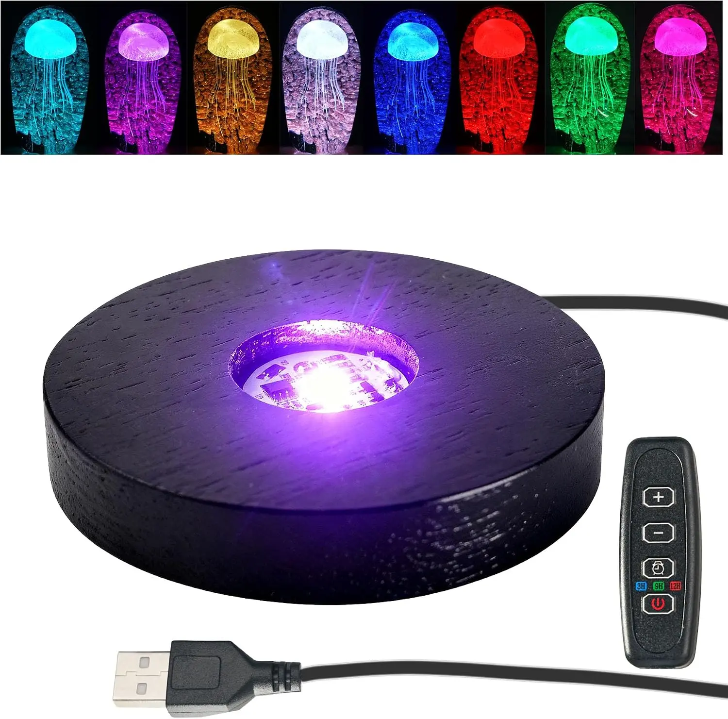 LED Light Base for Glass Art,Multi-Color Lighting 4 Inch,10 Levels Dimming,lighted platform