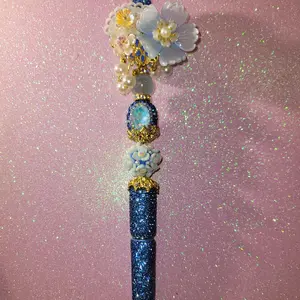 Beautiful Rhinestone Extended Pens with Floral and Pearl Accents for Stylish Writing