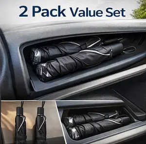Premium 2-Pack Foldable Windshield Sunshade Umbrella, Reflective UV Protection Car Sun Shade for Sedan, SUV & Truck