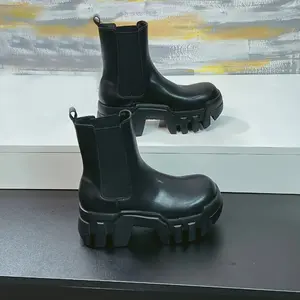 Stylish Chelsea Boots for Height Boost Men's Thick Platform Slip-On Shoes with Durable Rubber Sole for All Seasons Black Boy Fathersdaygift Footwear PG301388