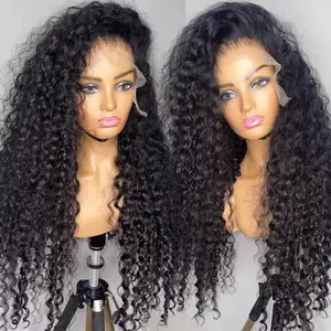 13x6 13x4 Skinlike HD Lace Deep Wave Kinky Curly 38inch 36inch Human Hair Wigs Transparent Lace Frontal Wig for Women Natural Black 180% Density with Baby Hair TikTokShopBlackFriday