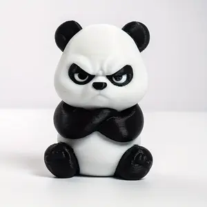 3D Printed Angry Panda Figurine, Cute Collectible Figurines, Anger Expression Decorative Piece, Ideal Home Office Decoration, Perfect Holiday Gift for Friends Family