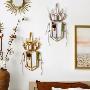 Creative Resin Beetle Wall Hanging Decor, Home Decoration Craft, Insect Lover Collectible, Unique Mirror Surface Design, Room Decoration Ornaments, Hangable, Wall Art Decor, Wall Mounted Design