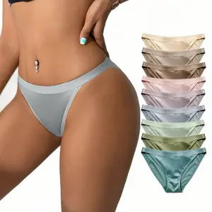 Women's Sexy Shiny Low Rise String Bikini Panties, French Cut, Silky Touch, Skin-Friendly, Breathable, Stretchy Soft Fabric, Everyday Comfort Underwear, Elegant, S-XL,  Comfortable Soft Briefs, Feminine Briefs,DealsforYouDays