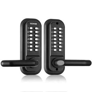 VEVOR Mechanical Keyless Entry Door Lock, 14 Digit Keypad, Double-sided Embedded Outdoor Gate Door Locks Set with Handle and Keypad, Water-proof Zinc Alloy, Easy to Install, for Yard, Garden, Garage