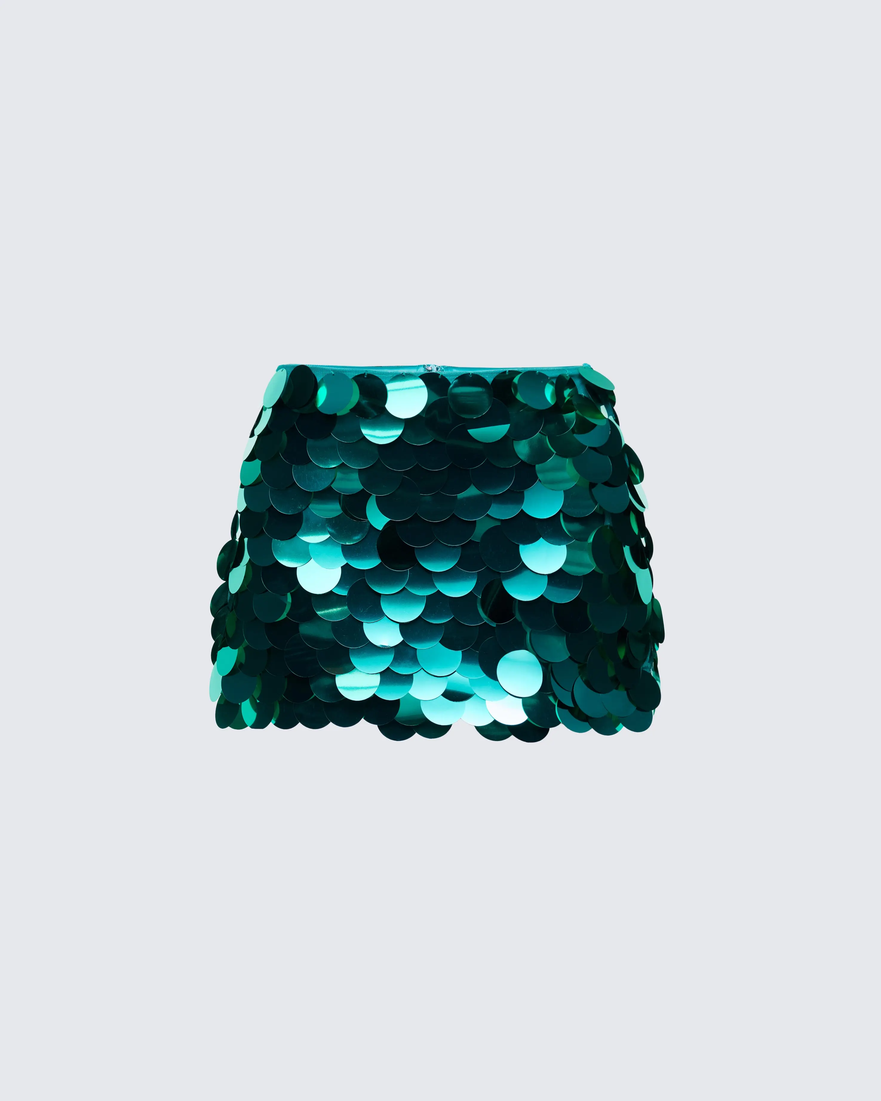 Women's Emerald Green Disco Mini Skirt with Large Sequins - Fitted Polyester Party Skirt for a Rave Aesthetic, Bottom, Girl, Disco Ball, Size Xs, Light, Pretty Girl Aesthetic, Music Festival