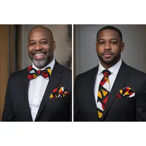 Bold Heritage Red & Gold Statement Bow Tie & Necktie Set with Matching Pocket Square