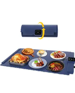Electric Heating Mat - Even Surface Heating Rollable & Portable Design Touch-Control with 5 Temperature Levels Auto Shut-Off Safety Multifunctional Food Warmer for Parties Gatherings & Everyday Meals