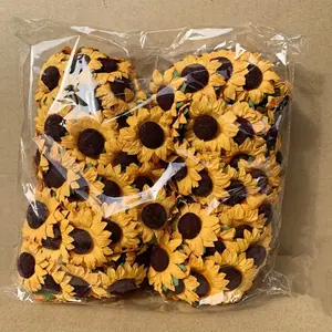 100pcs, DIY Simulation Sunflowers With Stems - Perfect For Gift Bags, Candy Boxes, And Mini Bouquets - Realistic Paper Flowers For Any Occasion Party Decor Supplies