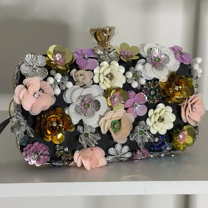 Bebe Black Floral Clutch (Read Description) Bebe Black Floral Clutch (Read Description)