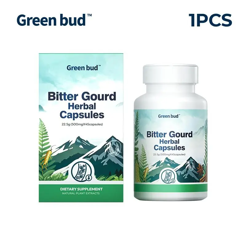 Green Bud 1 Dietary Natural Herbal Capsules - Botanical Herbal Blend Nutritional Health Supplement with Bitter Gourd, Cinnamon, Ginseng, Mulberry Leaf Extracts