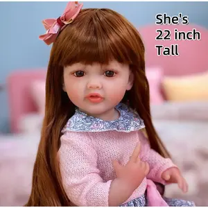 22-Inch Vinyl Girl Doll-Betty Reborn Doll, 1.3-1.4 kg, 3D Painted Skin, Realistic Soft Touch, Super Posable, Waterproof, Hair Wig Included, Children's Toy for Gifting
