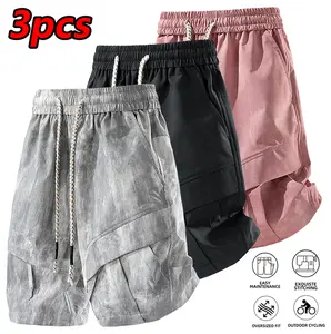 Men’s summer loose-fit stylish shorts, mid-thigh length, elastic waistband, drawstring tie, suitable for everyday wear and outdoor activities.