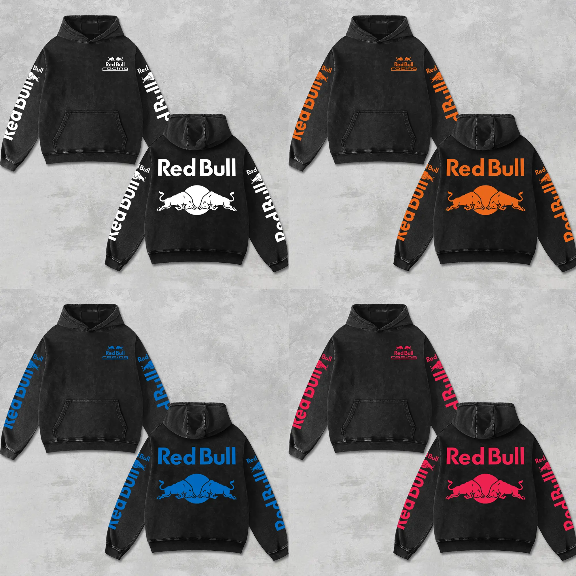 [Collection] Retro Redbull Racing Hoodie Wash Black, RBR Gives You Wings Sweatshirt, Motor World Championship Enthusiast, Motorcycle Off-Road Dirt Bike Graphic Streetwear, Motorsport Motogear Motorbike Apparel Men’s Grunge Y2K Racing Jacket Style