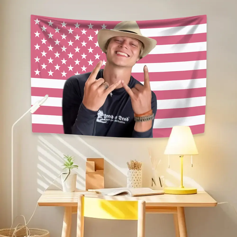 JJ Outerbanks Maybank American Flag Print Linen-Cotton Cloth Tapestry, Decorative Home Decor Wall Hanging for Bedroom Dorm Background Banner