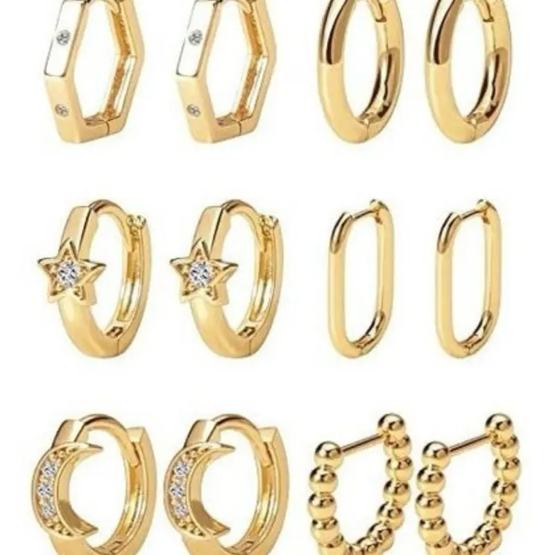 20 Gold-Plated Mixed little hoops. 20 argollitas de oro laminado variados.