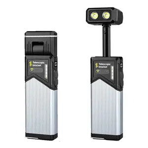 ABS+Aluminum Alloy Portable LED Flashlight, 180-Degree Rotation Stretch Handheld Work Light with Telescopic Bracket, Rechargeable IPX4-Rated Model with Multi-Light Modes for Outdoor Camping & Home Repair Inspection