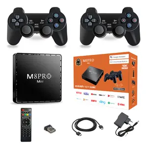 2026 Newest M8pro 4K Ultra HD Game TV Box - Dual System (Android + Game Console 2-in-1) 64GB 20000+ Classic Games 260+ 3D Games Free Video Software Bluetooth Dual Controllers Remote Memory Card Mini Home Entertainment Console
