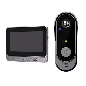 IP66 Waterproof Non-WiFi Video Doorbell Camera with 4.3" Monitor Wireless Security Doorbell No App Required 2-Way Audio Night Vision Rechargeable Battery Local Storage
