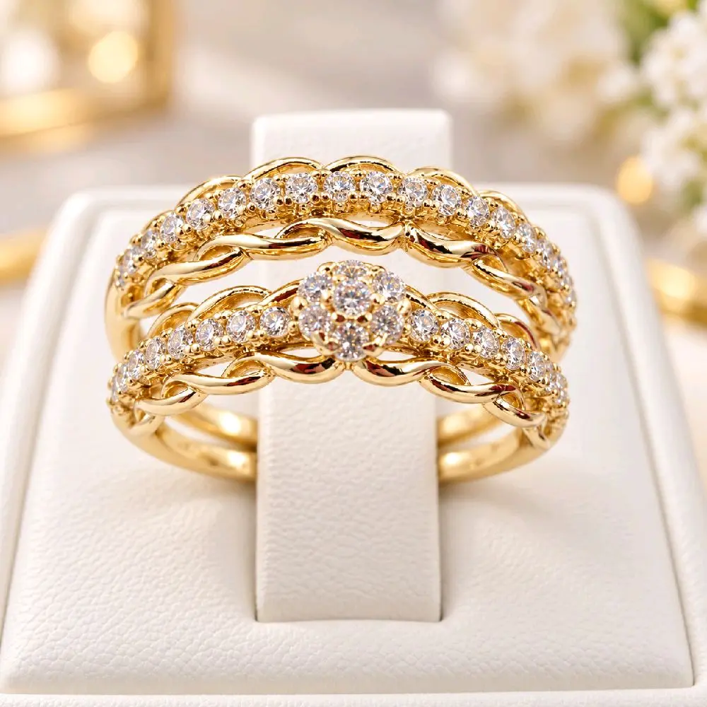 (R5) 14kgoldplated  engagement ring set.