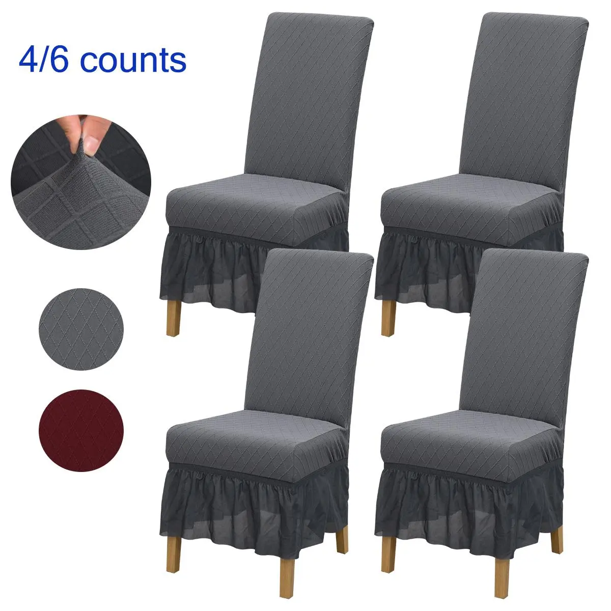 Geometric Pattern Chair Cover, 4/6 Counts Removable Washable Chair Slipcover, Chair Protector for Home Dining Room Hotel Restaurant