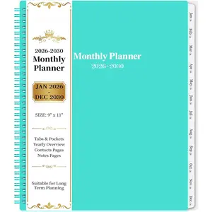 2026-2030 Monthly Planner/Calendar - Jan 2026 - Dec 2030, 5 Year Monthly Planner 2026-2030 with Tabs & Celebrity Quotes, 9" x 11", Famous Quote, Two-Side Pocket, Suitable for Long-Term Planning, Green