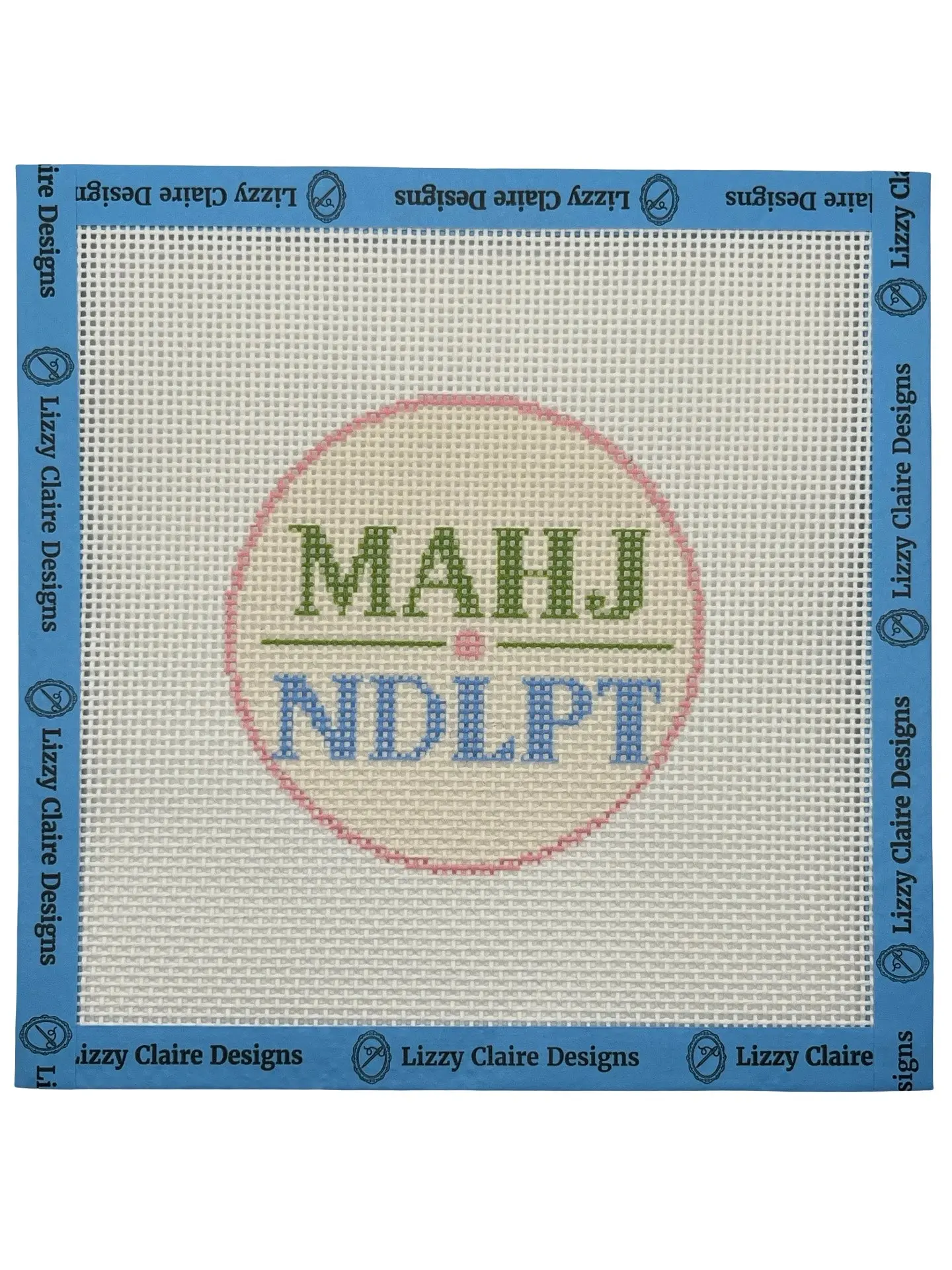 MAHJ NDLPT (Green and Blue) - 13 mesh - 7 x 7 - Needlepoint Canvas