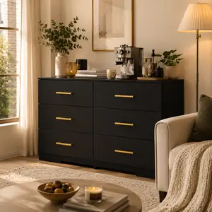 color Large 6 drawers chest of drawer dressers table with golden handle