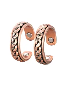 Men's 99.99% Pure Copper Magnetic Stacking Ring Set, 3800 Gauss Strength, Elegant Twist Design, Ideal Gift for Him, All-Season Wear