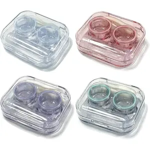 4 Pack Travel Contact Lens Case with Flip Top Lid and Remover Tool for Storage